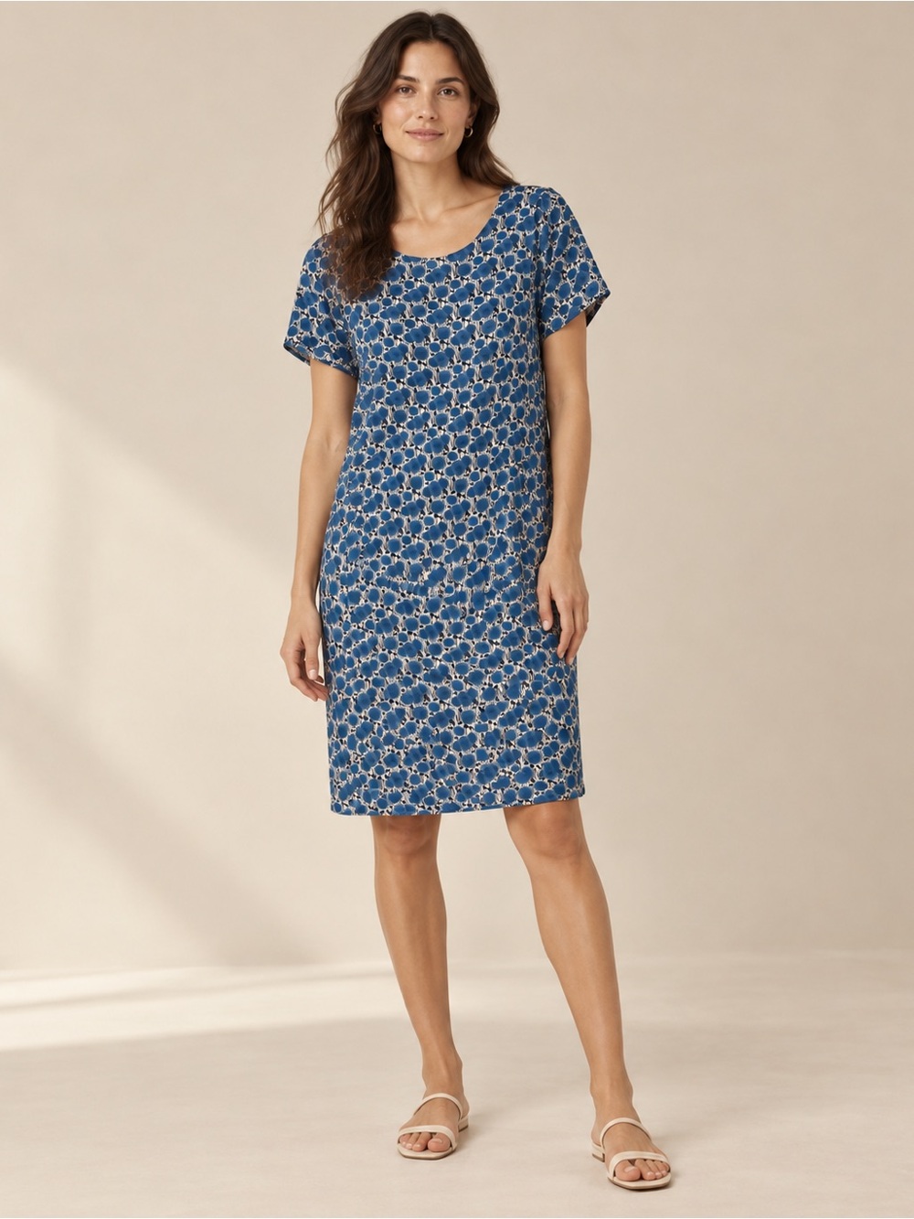 Paper Plane London Blue Floral Printed Short-Sleeve Mod Retro Dress Size L/XL